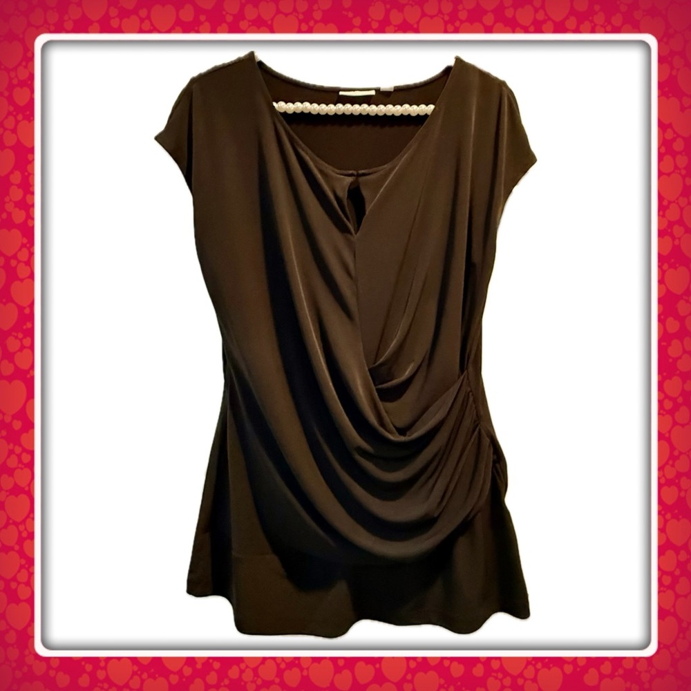 Women’s NY & Co. Faux wrap top - Large - black - stretchy - great condition!
